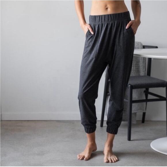 Lunya Restore Thermal Draped Jogger Medium Gray Waffle Knit Lounge Pants Comfort - Picture 1 of 16